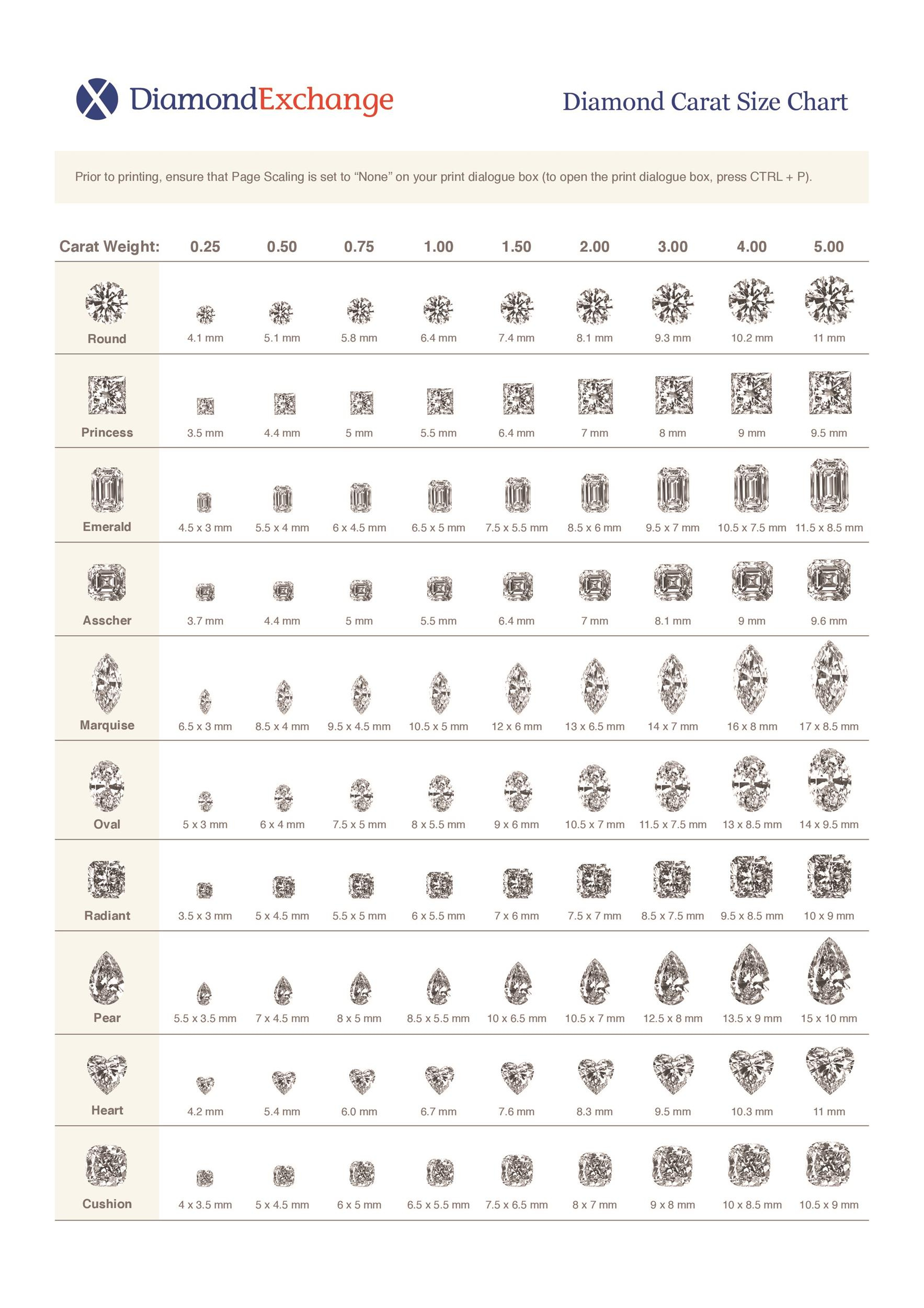 29 Printable Diamond Size Charts &amp;amp; Diamond Color Charts inside Diamond Size Chart Printable