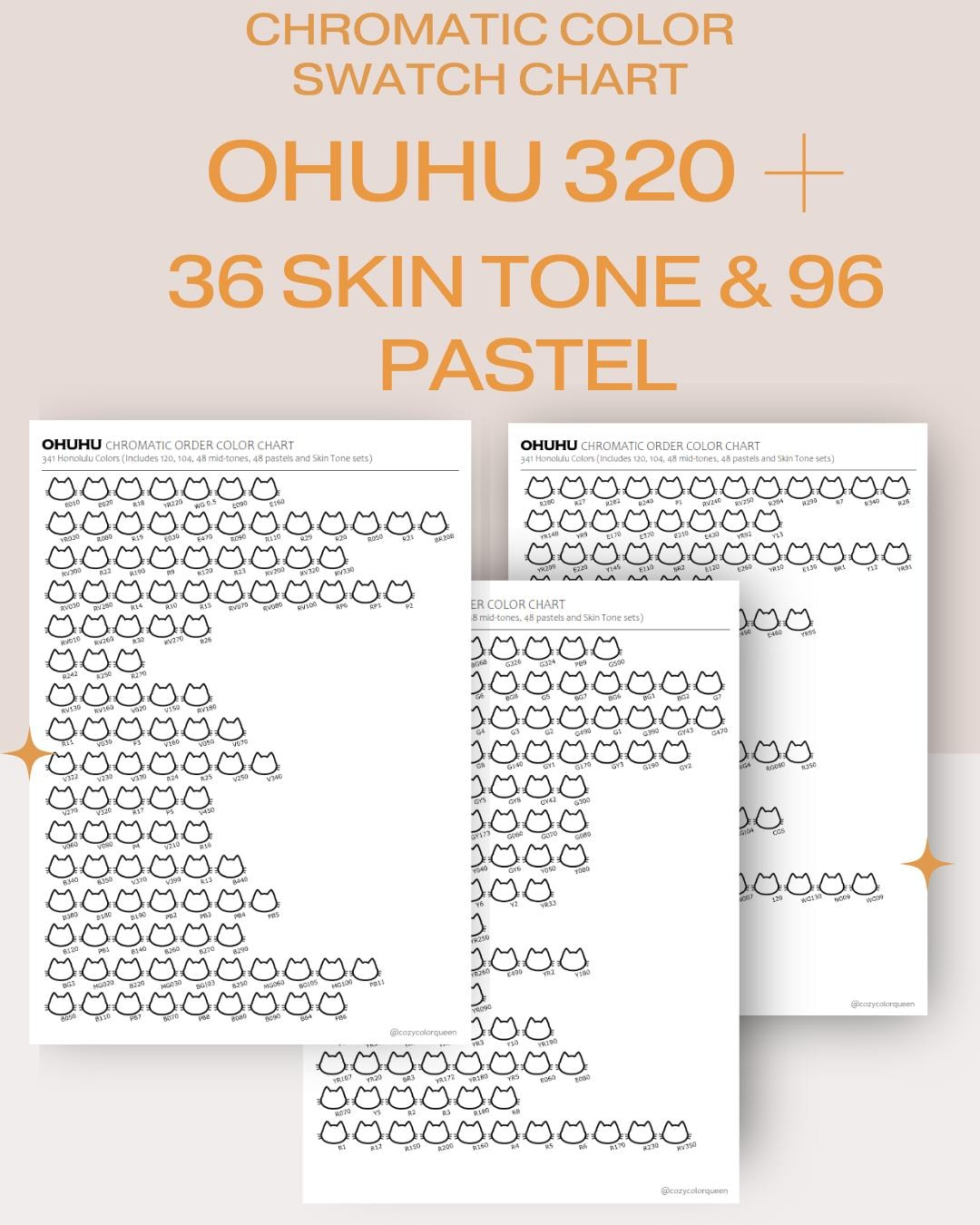343 Ohuhu Honolulu Swatch Chart - Chromatische Farbreihenfolge - Etsy.de in Ohuhu Hex Chart Printable
