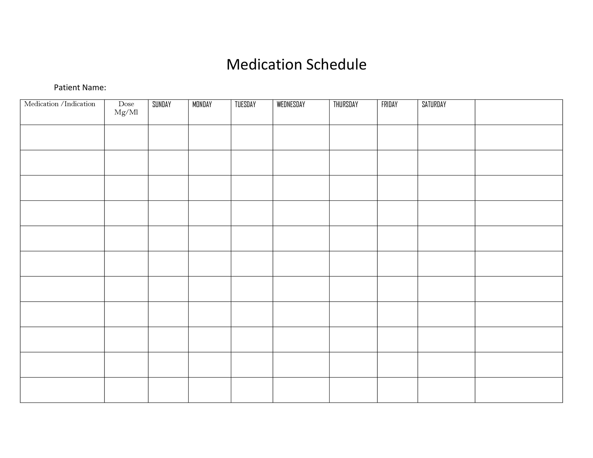 40 Great Medication Schedule Templates (+Medication Calendars) inside Daily Medication Chart Printable