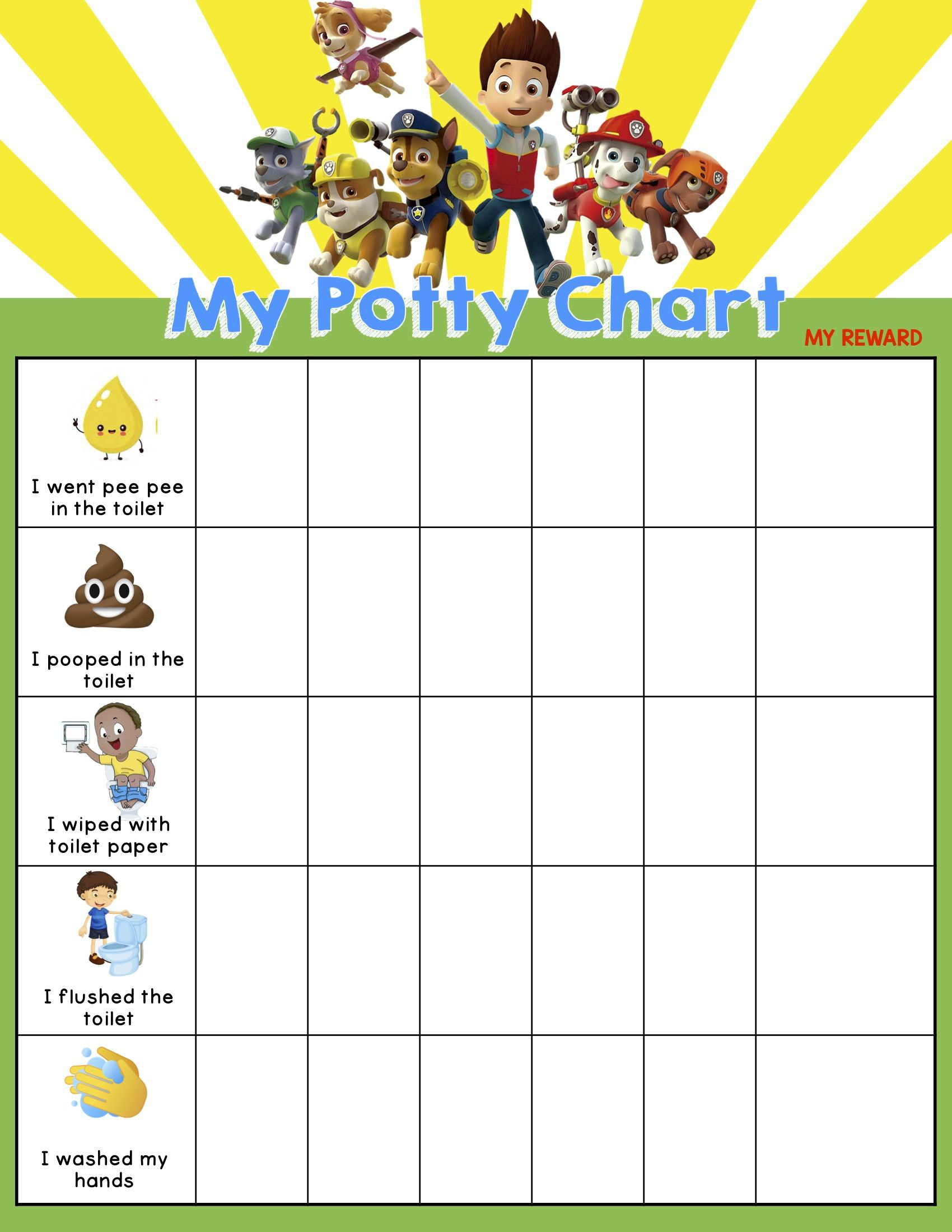 7 Potty Training Chart Ideas | Potty Training Chart, Potty pertaining to Paw Patrol Potty Chart Printable