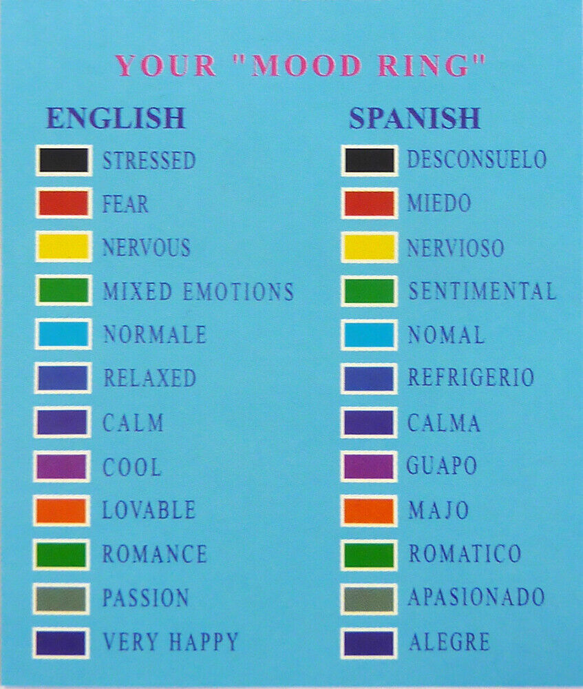 Accurate Mood Ring Chart Top for Mood Ring Color Chart Printable