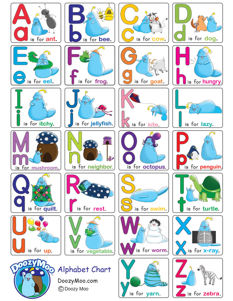Alphabet Chart With Pictures (Free Printable) - Doozy Moo in Alphabet Picture Chart Printable