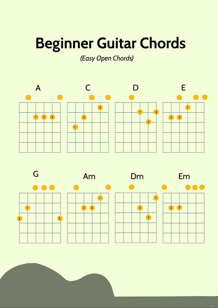 Beginner Guitar Chords Chart In Illustrator, Pdf - Download pertaining to Beginner Guitar Chord Chart Printable