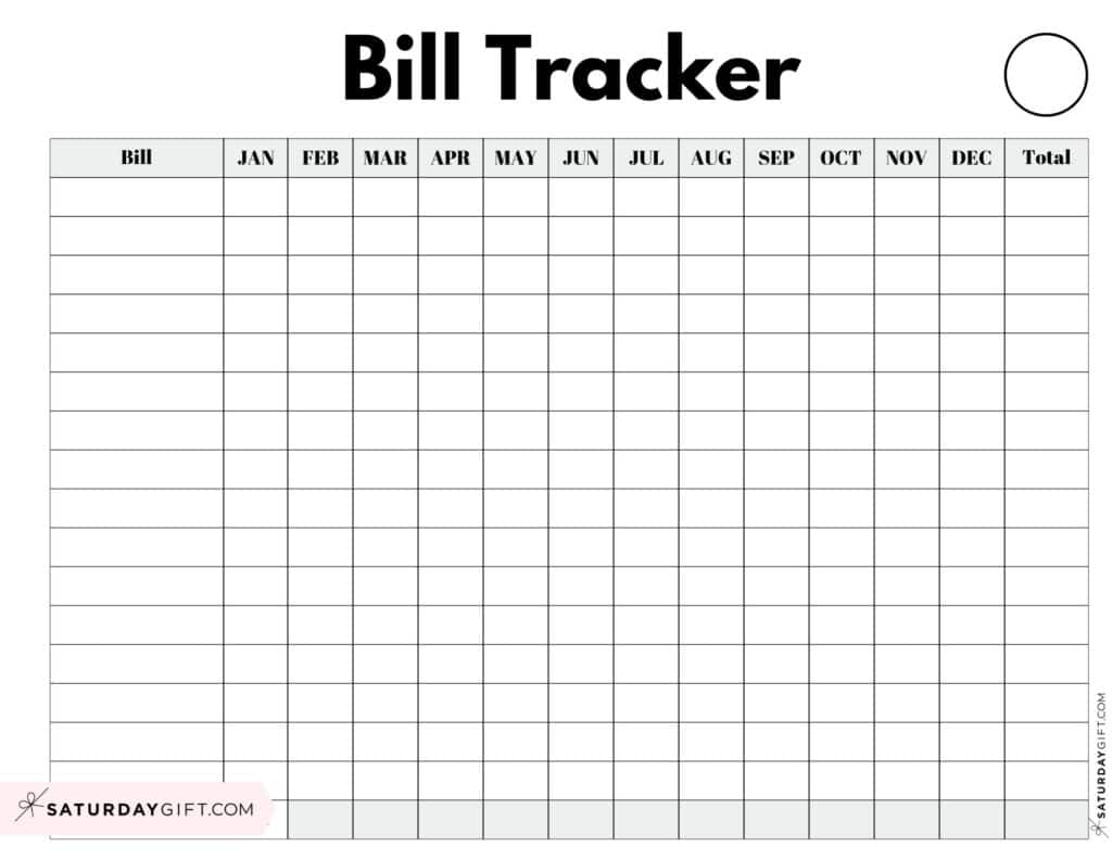 Bill Organizer Template - 39 Cute &amp;amp; Free Printable Bill Trackers intended for Monthly Bill Chart Printable