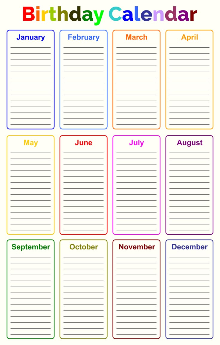 Birthday Chart - 10 Free Pdf Printables | Printablee in Birthday Chart Printable Free