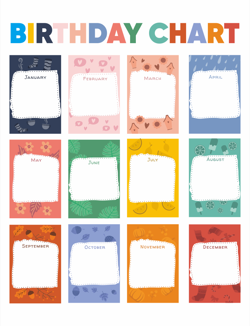Birthday Chart - 10 Free Pdf Printables | Printablee with regard to Birthday Chart Printable Free