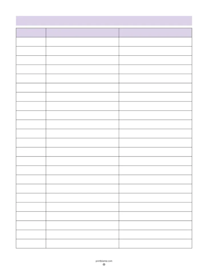 3 Column Chart Printable