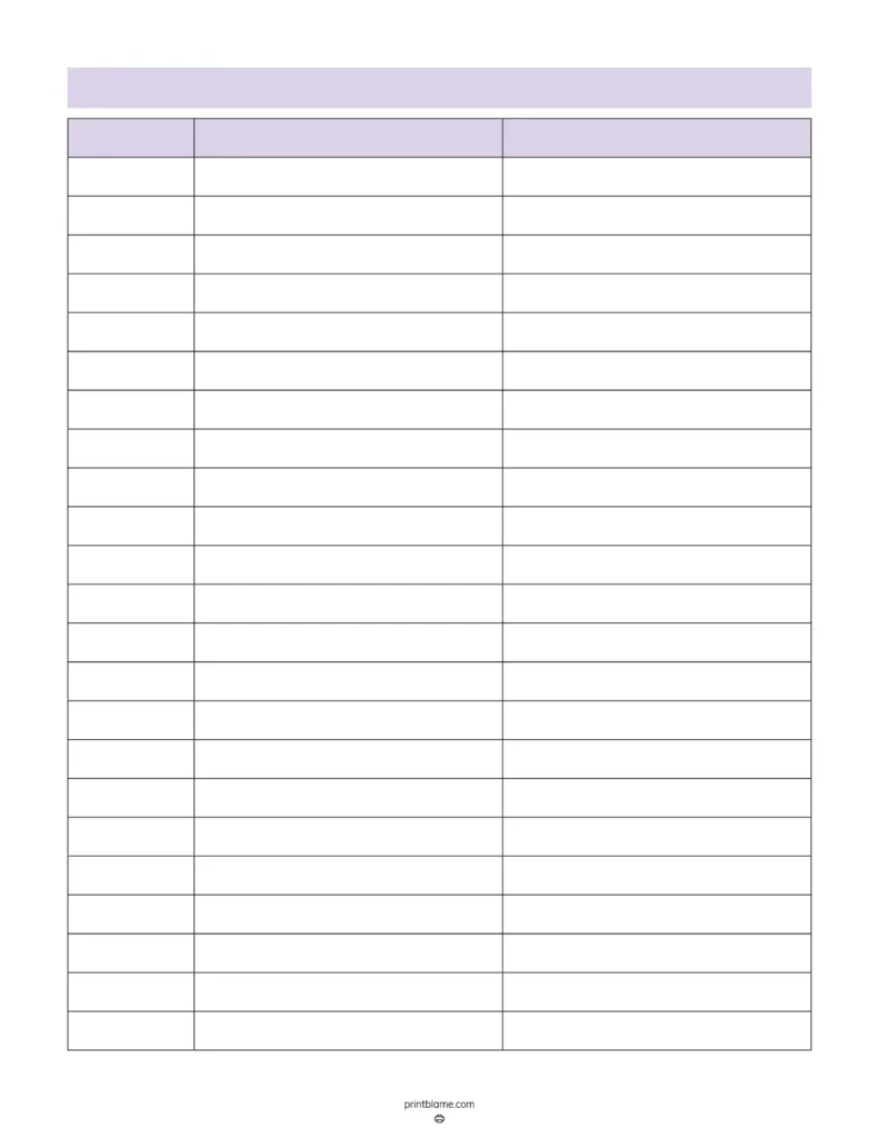Blank 3 Column Chart Templates - Free 3 Column Tables Pdfs intended for 3 Column Chart Printable