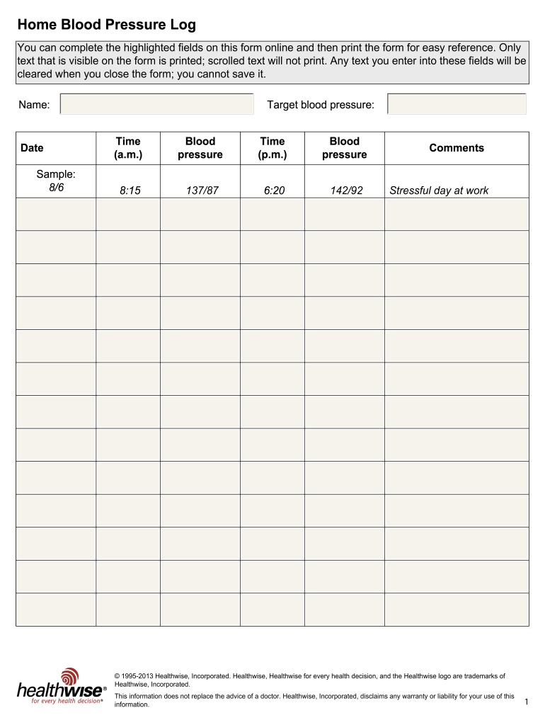 Blood Pressure And Weight Chart - Fill Online, Printable, Fillable within High Blood Pressure Chart Printable