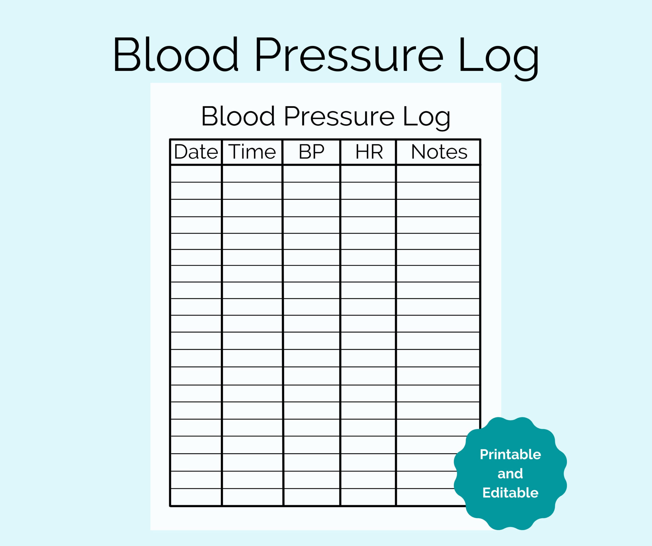 Blood Pressure Log, Blood Pressure Tracker, Blood Pressure Chart inside Blood Pressure Chart Printable Uk