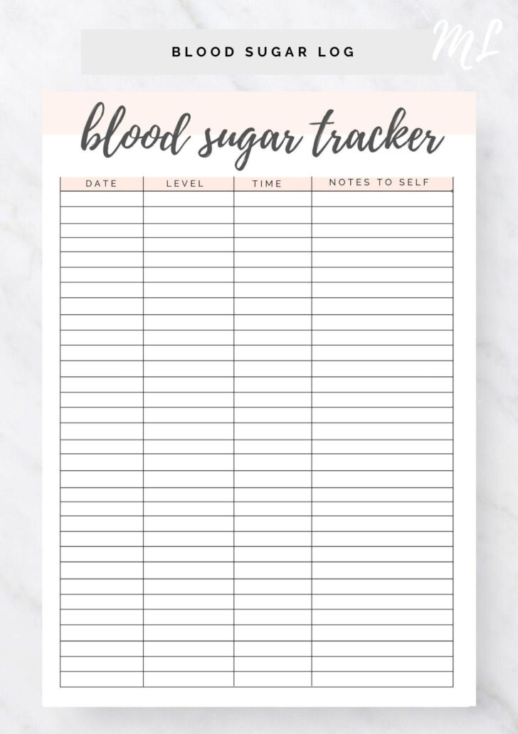 Blood Sugar Tracking Chart Printable