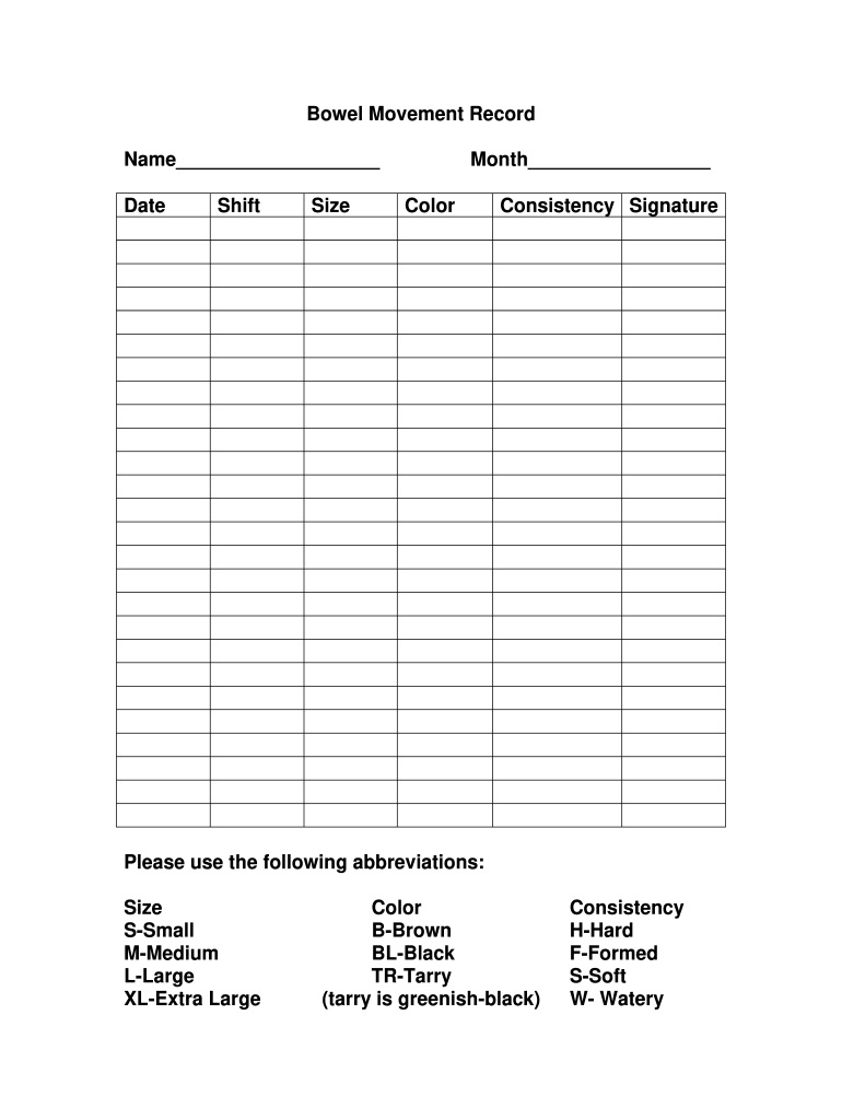 Bm Tracking Sheet - Fill Online, Printable, Fillable, Blank throughout Pdf Bowel Movement Chart Printable