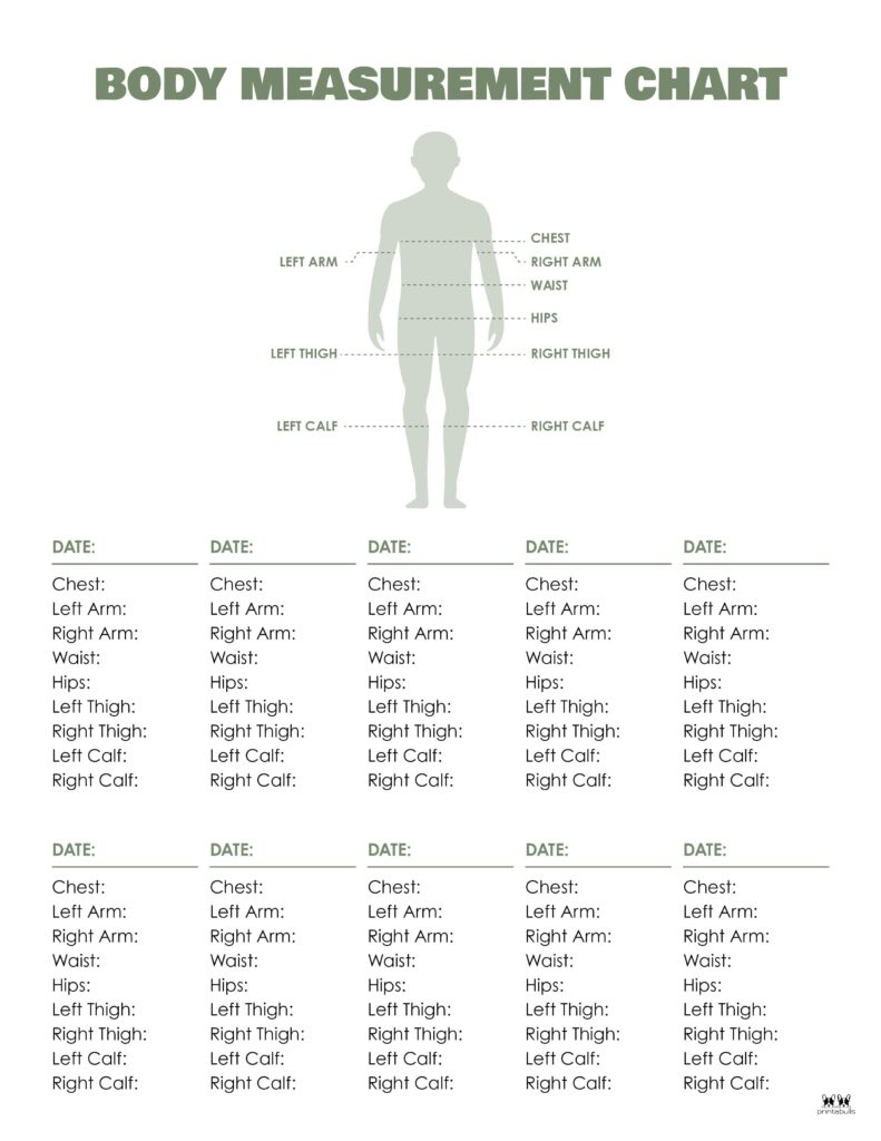 Body Measurement Charts - Free Printables | Printabulls inside Body Measurements Chart Printable