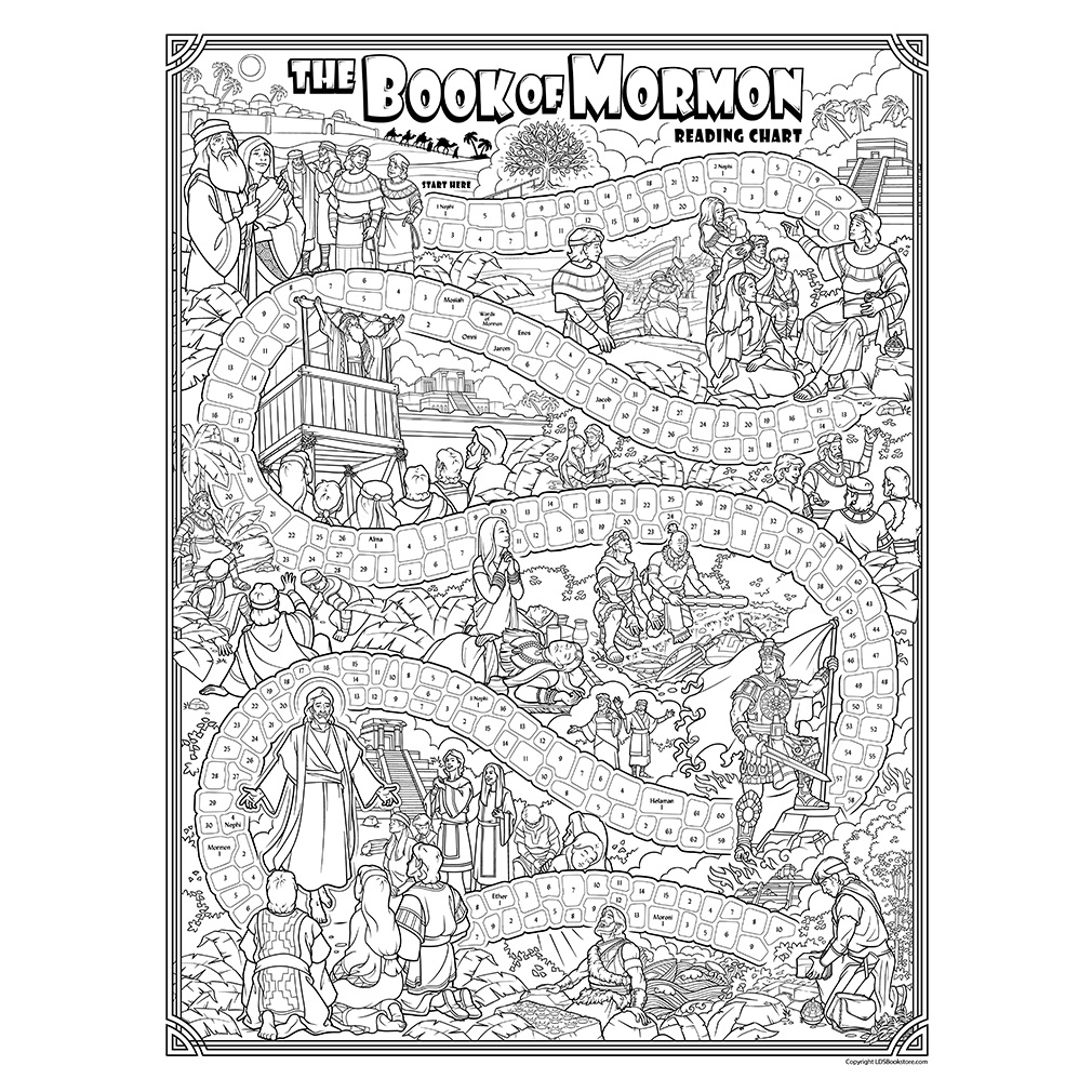 Book Of Mormon Reading Chart Poster - Coloring Roadmap with Book of Mormon Reading Chart Printable