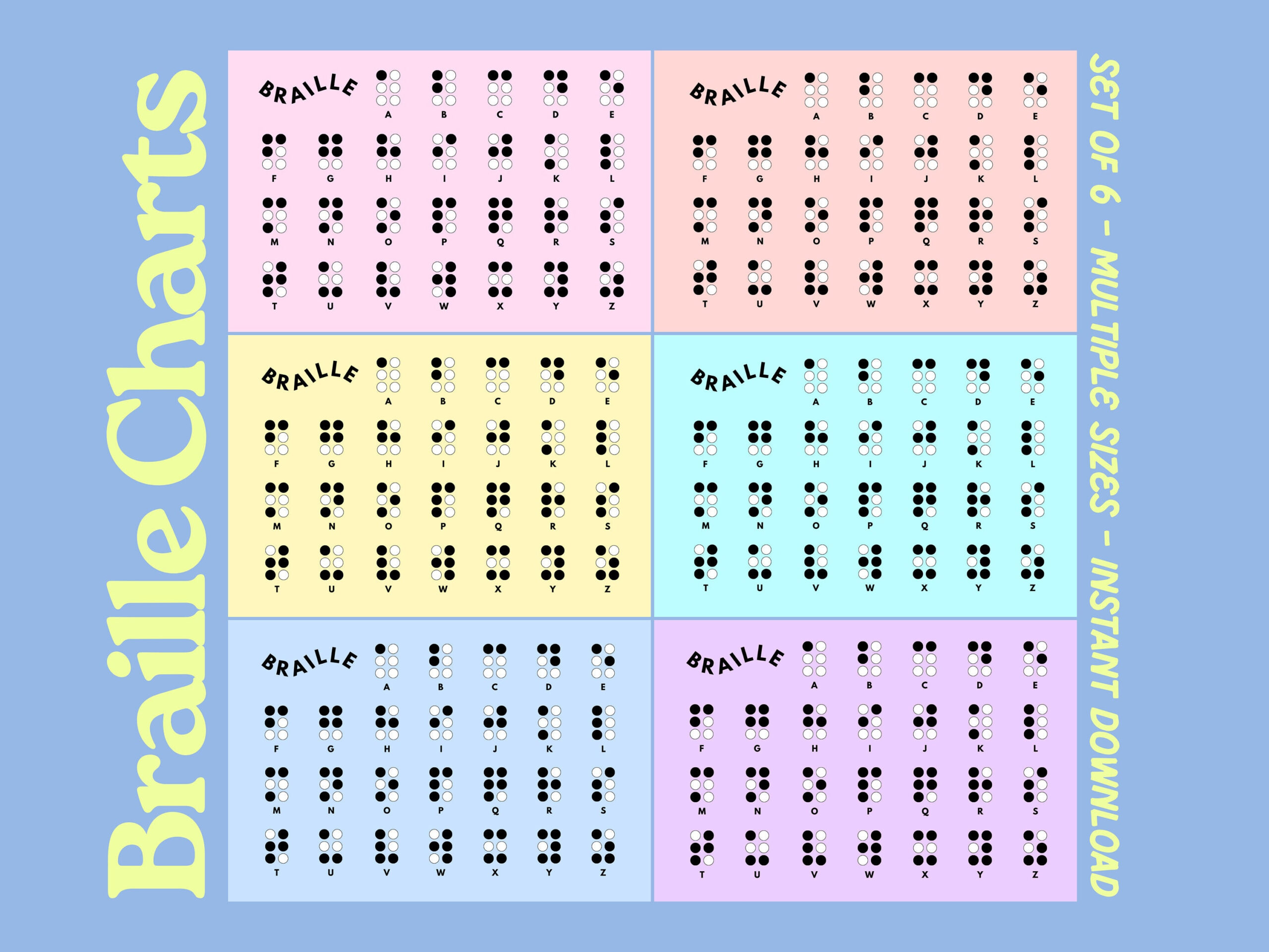 Braille Alphabet Chart Sets | Klassenzimmer Homeschool Poster for Braille Chart Printable