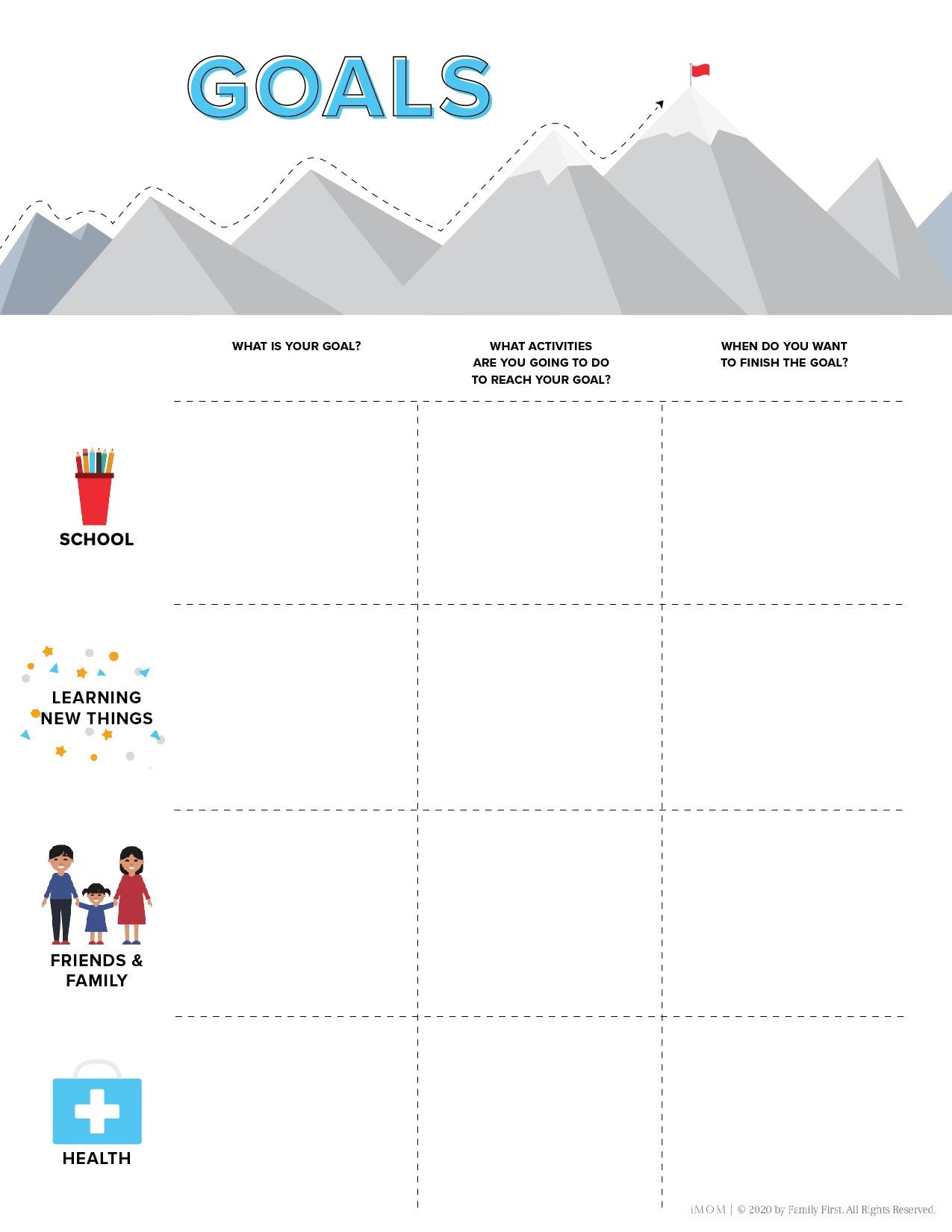 Brilliant Goals Chart For Kids - Imom with Goal Chart Printable