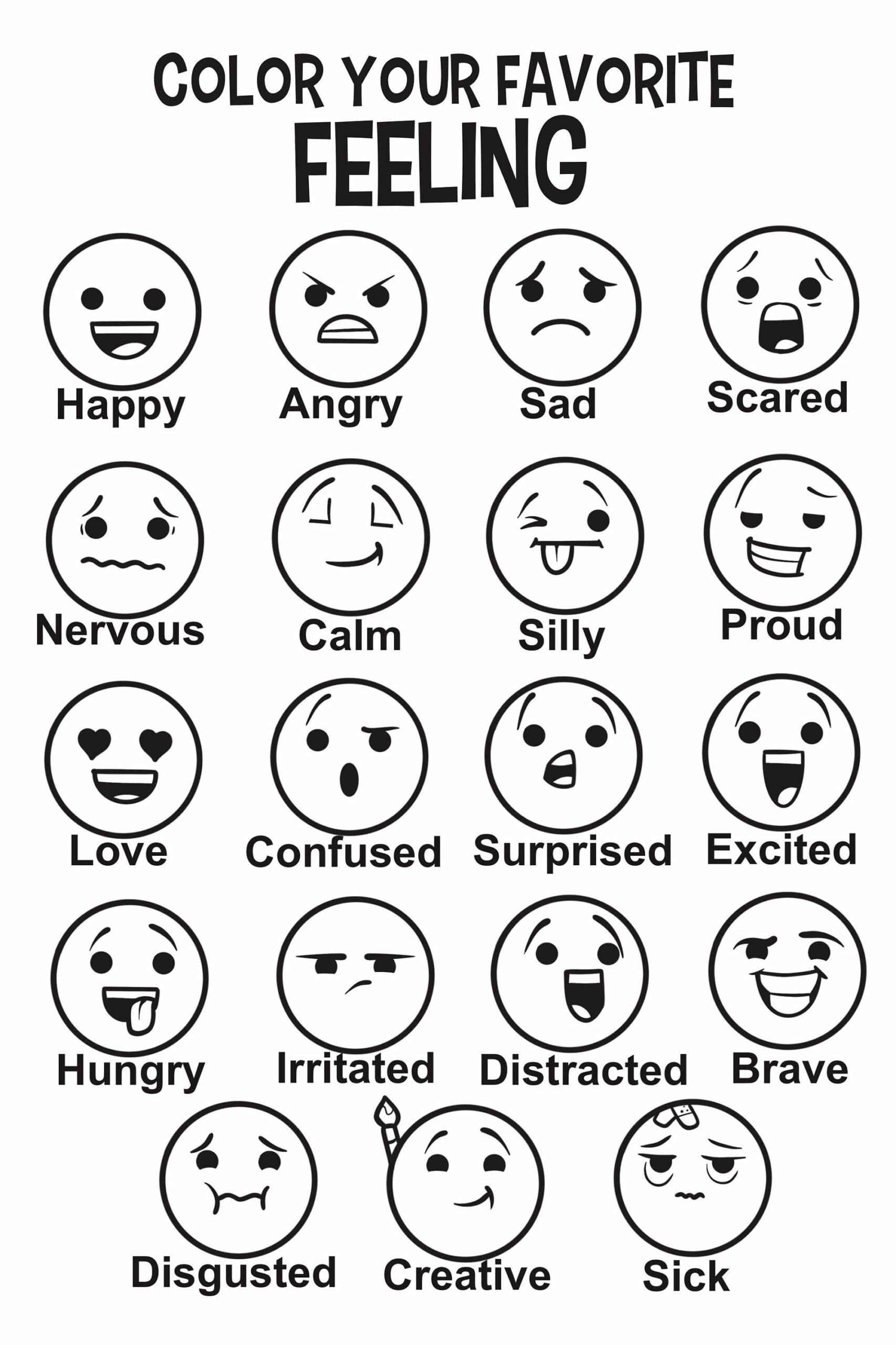 Buy Feelings Chart/Children&amp;#039;S Mental Health/Printable Counseling pertaining to Feelings Chart Printable