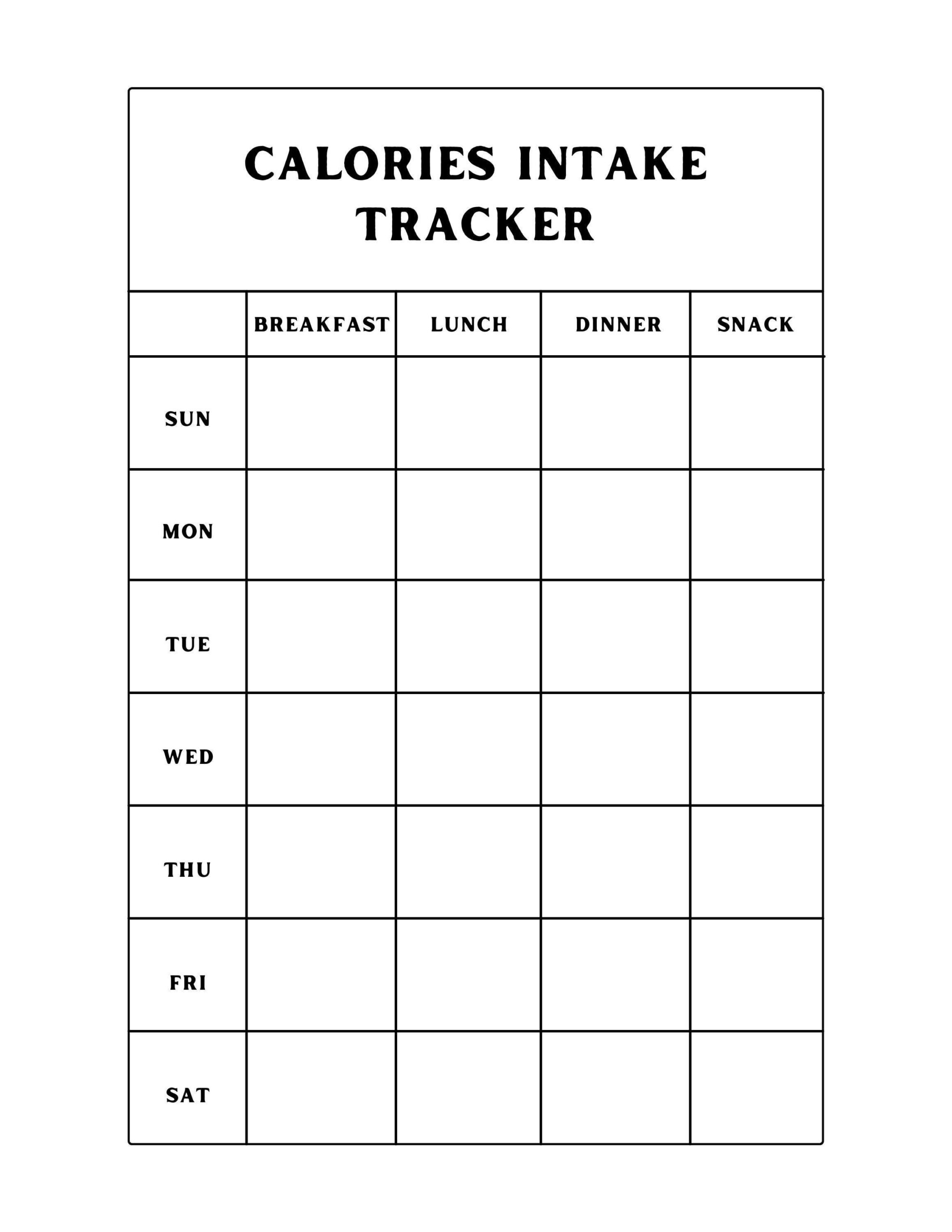 Calorie Intake Tracker Printable Pdf - Etsy Uk with Calorie Count Chart Printable