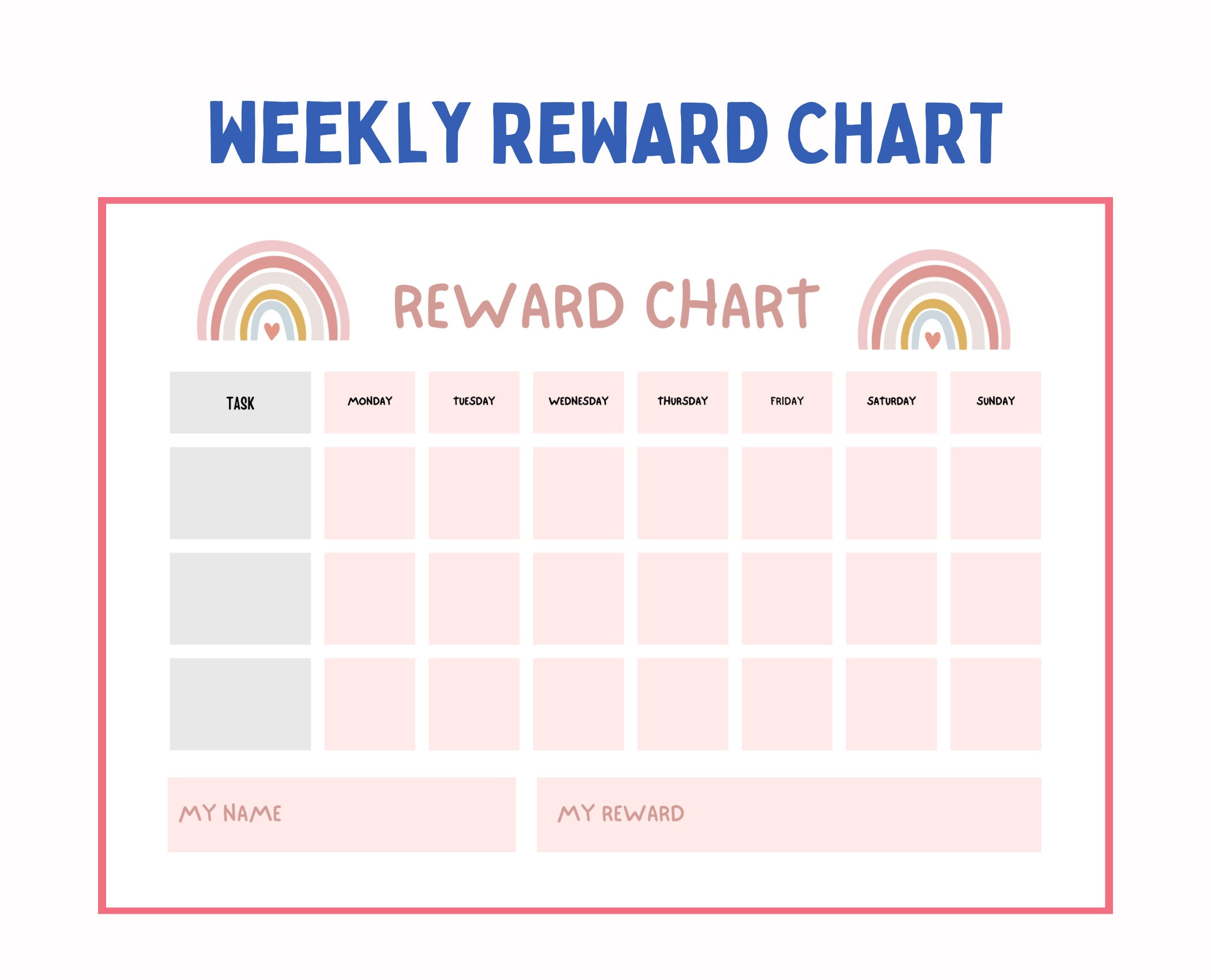 Chore Chart For Kids, Printable Daily Weekly Reward Chart For Kids intended for Weekly Sticker Chart Printable