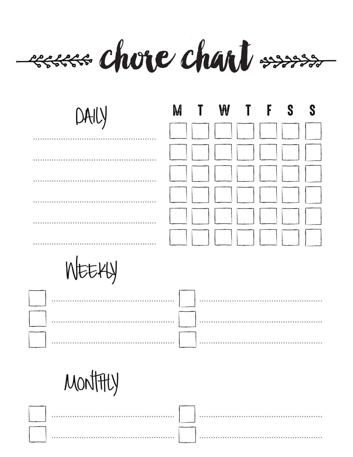 Chore Chart To Build Self-Esteem {Free Printable}| Skip To My Lou inside Blank Chore Chart Printable