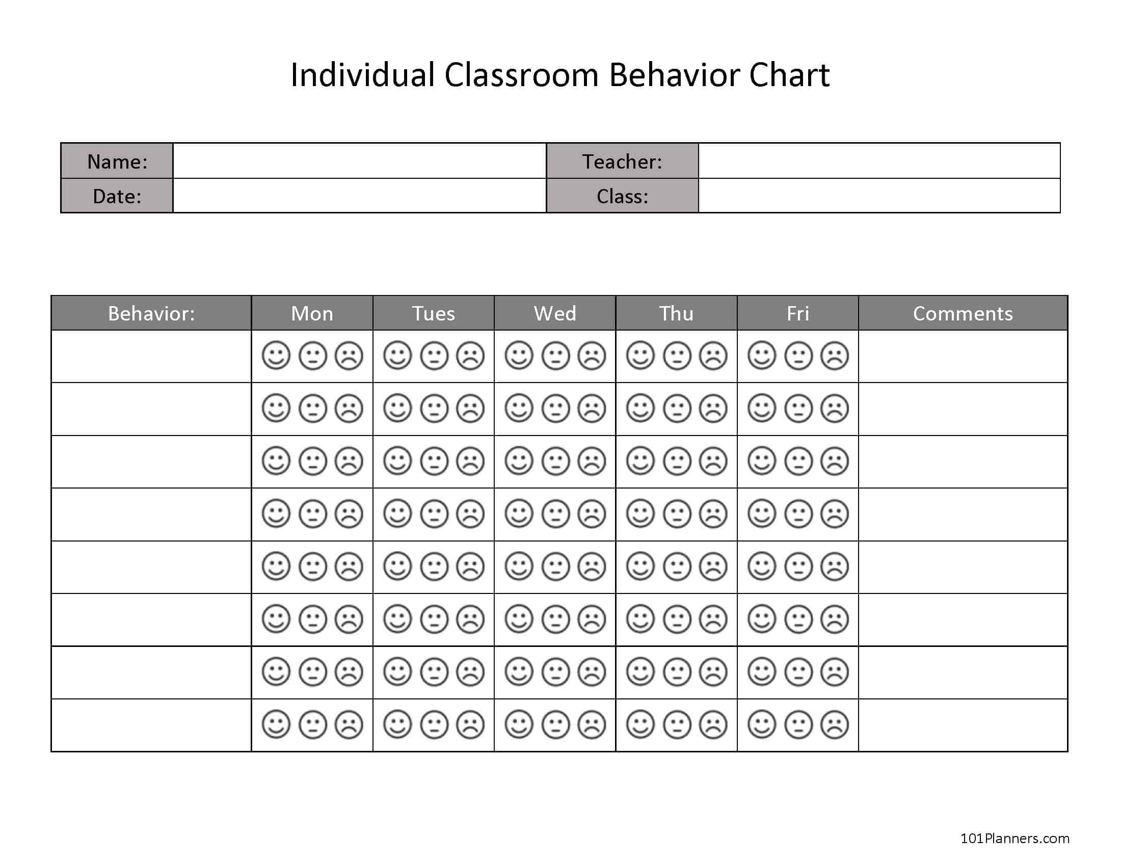 Classroom Behavior Chart inside Classroom Behavior Chart Printable