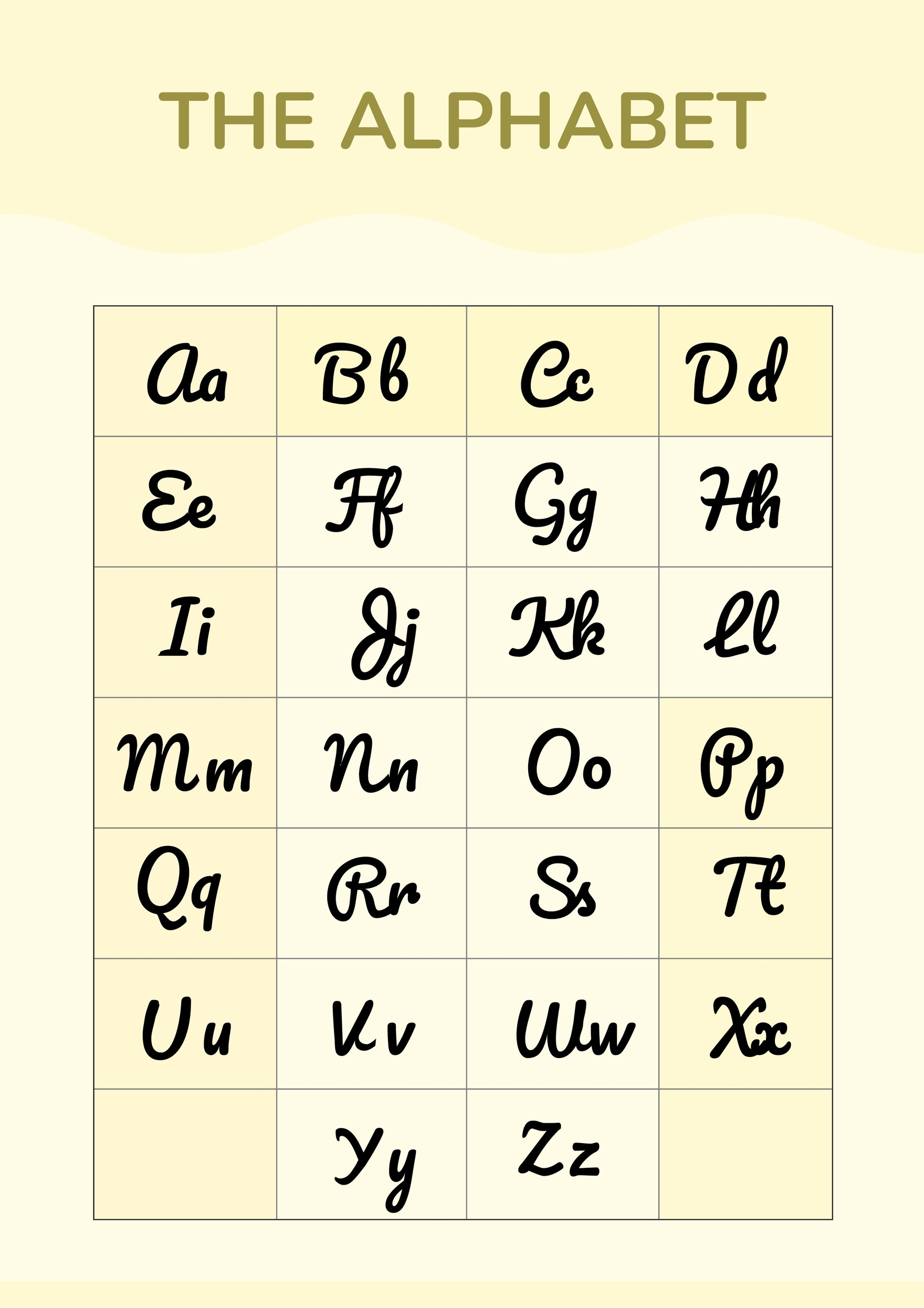 Cursive Alphabet Desk Chart In Illustrator, Pdf - Download inside Cursive Writing Alphabet Chart Printable