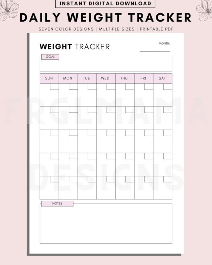 Daily Weight Chart Printable