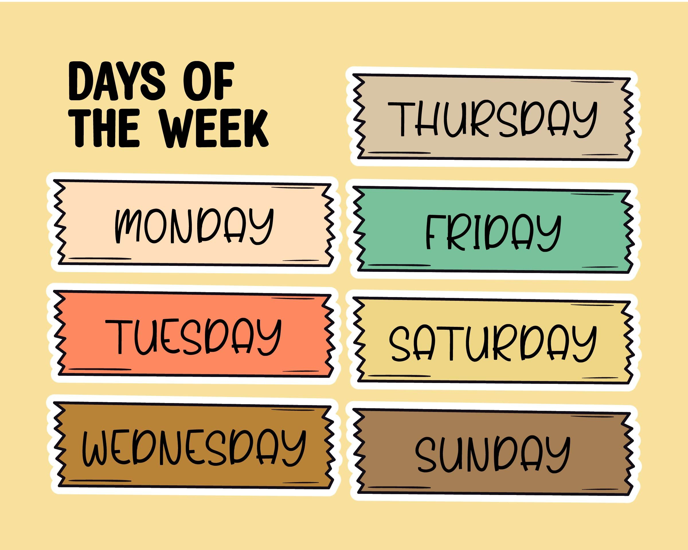 Days Of The Week Chart - 10 Free Pdf Printables | Printablee regarding Days of The Week Chart Printable Free