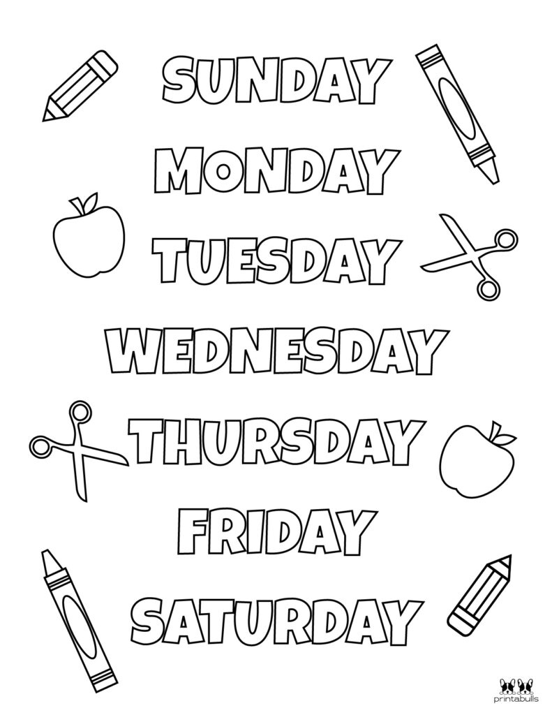Days Of The Week Worksheets &amp;amp; Printables - 50 Free Pages | Printabulls regarding Day of The Week Chart Printable