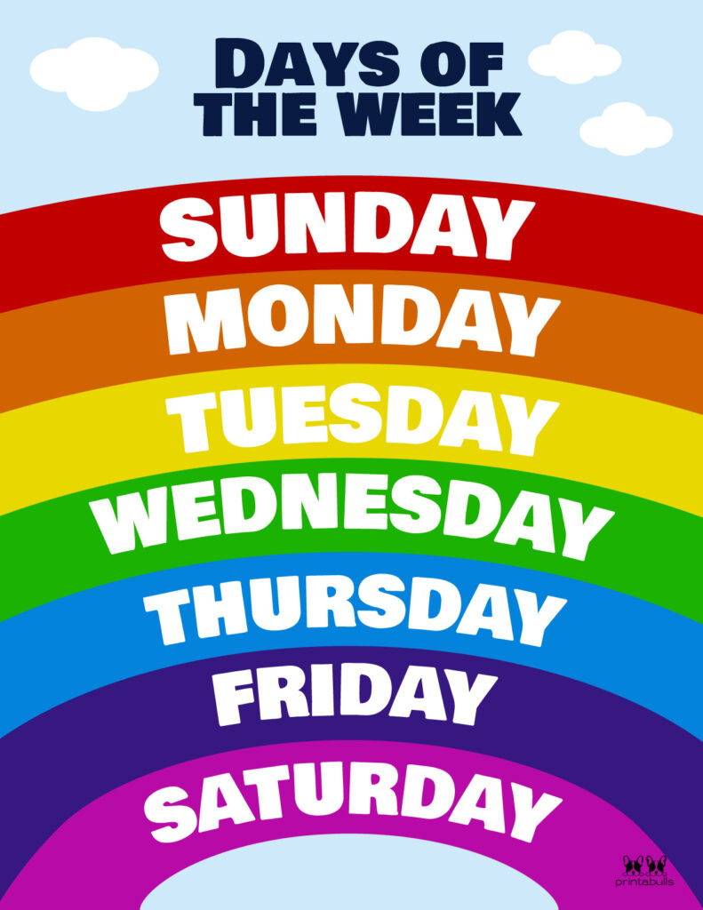 Days Of The Week Worksheets &amp;amp; Printables - 50 Free Pages | Printabulls with Days of The Week Chart Printable