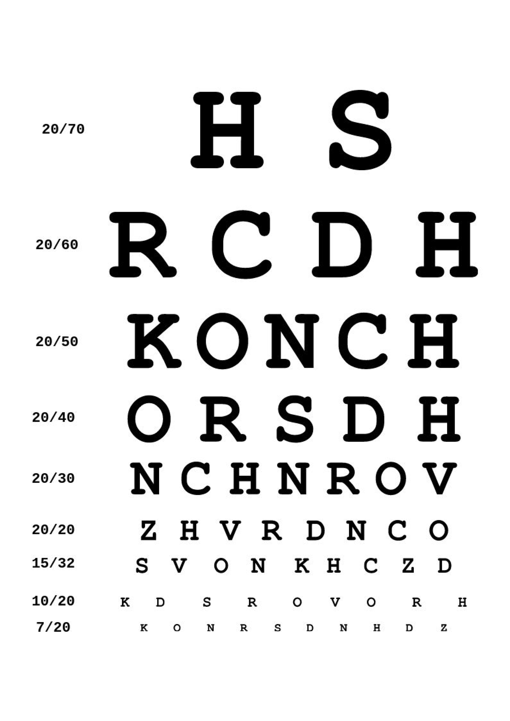 Digital Eye Test Chart In Illustrator, Pdf - Download | Template with Eye Check Up Chart Printable