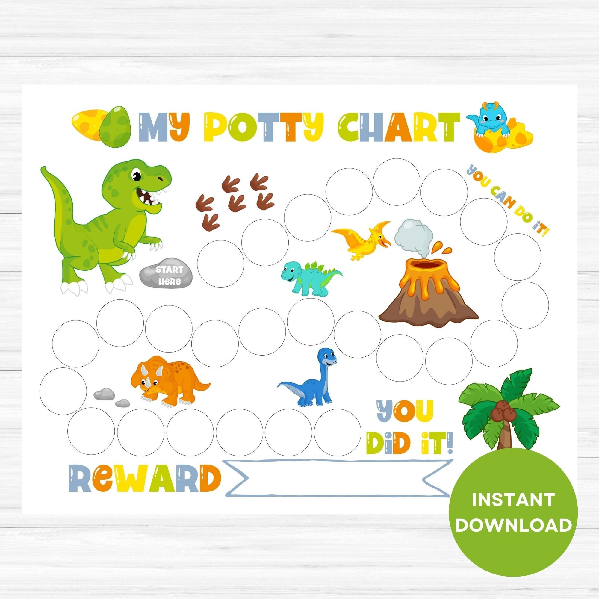 Dinosaur Potty Chart, Printable Potty Training Chart, Boy Sticker inside Potty Training Chart Printable Boy