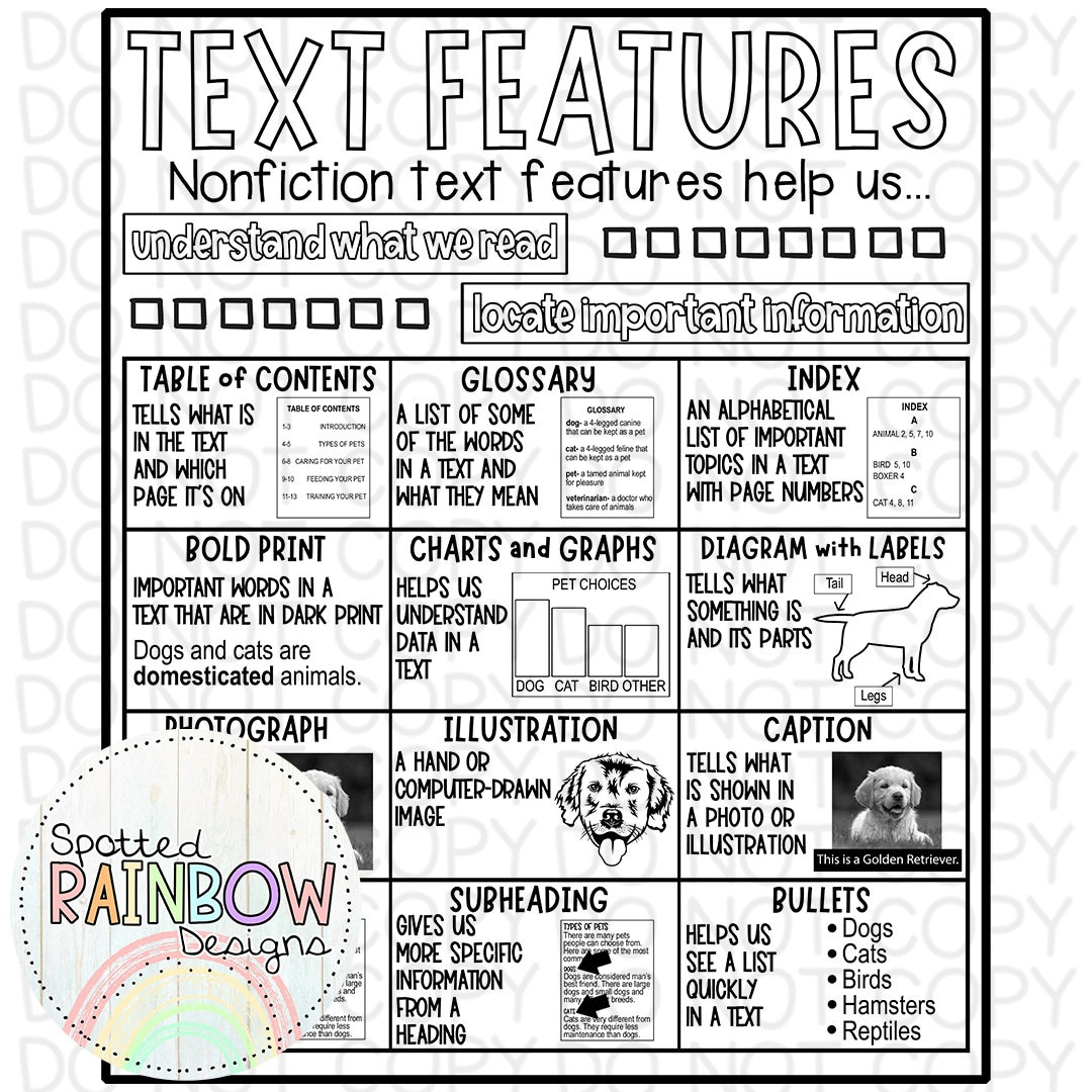 Diy Printable Traceable Anchor Chart Template Jumbo Text Features regarding Text Features Anchor Chart Printable