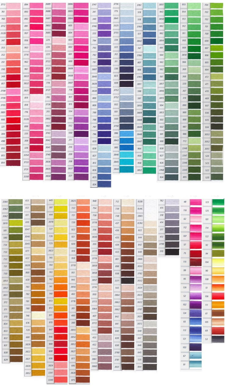 Dmc Color Chart throughout Dmc Floss Color Chart Printable
