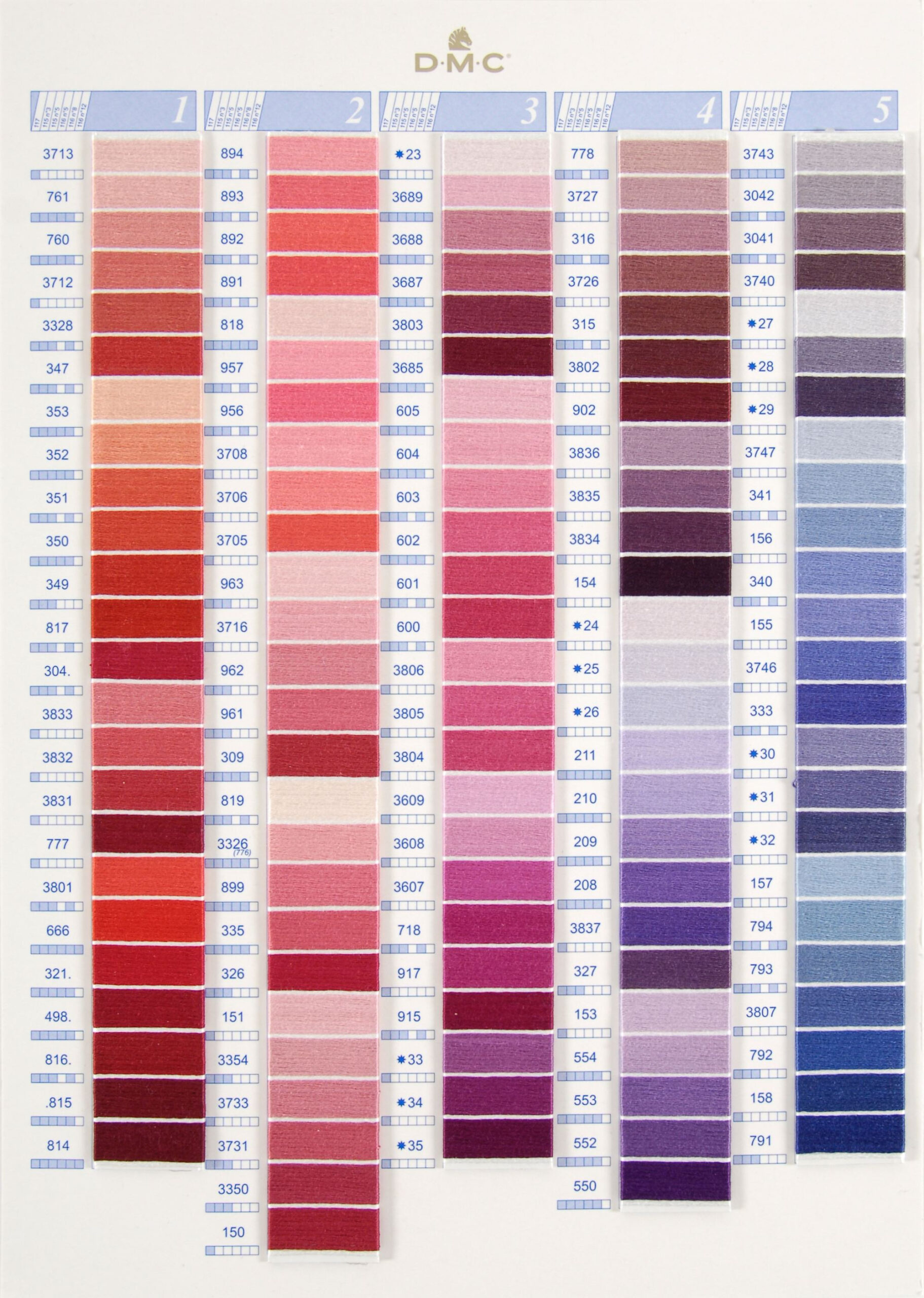 Dmc Stranded Cotton Colour Chart/Shade Card | Stitchtastic inside Dmc Floss Color Chart Printable