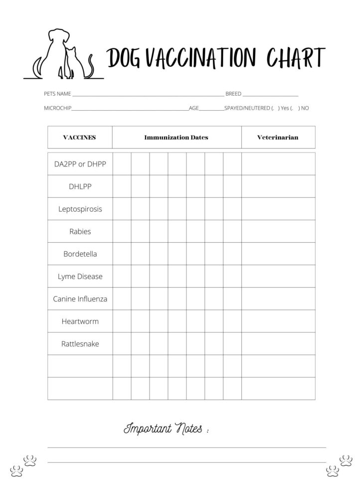 Dog Shot Schedule Chart Printable