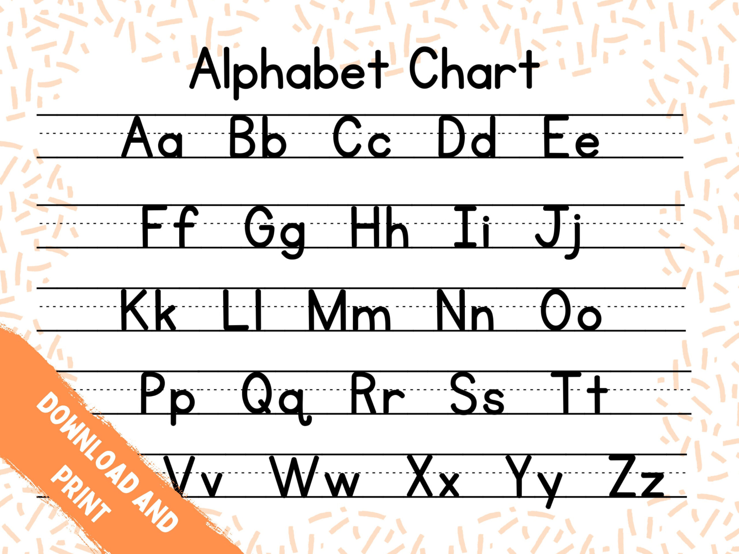Druckbare Abc-Chart, Alphabet-Chart, Handschrift-Chart, Sofort in A B C Chart Printable