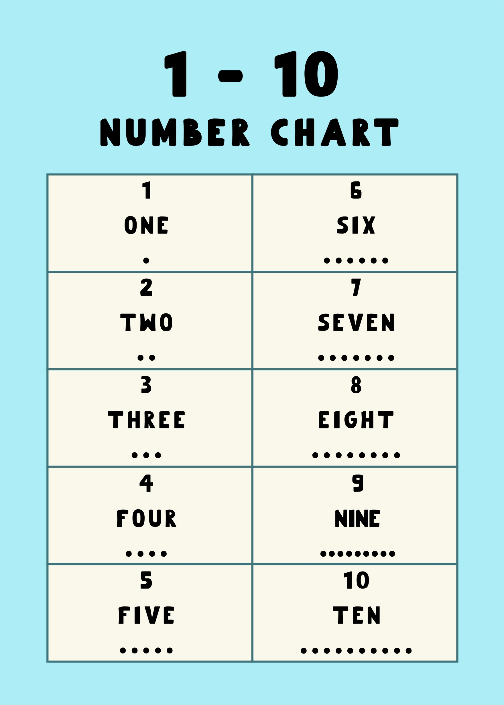 Editable Number Chart Templates In Word To Download inside Number Word Chart Printable