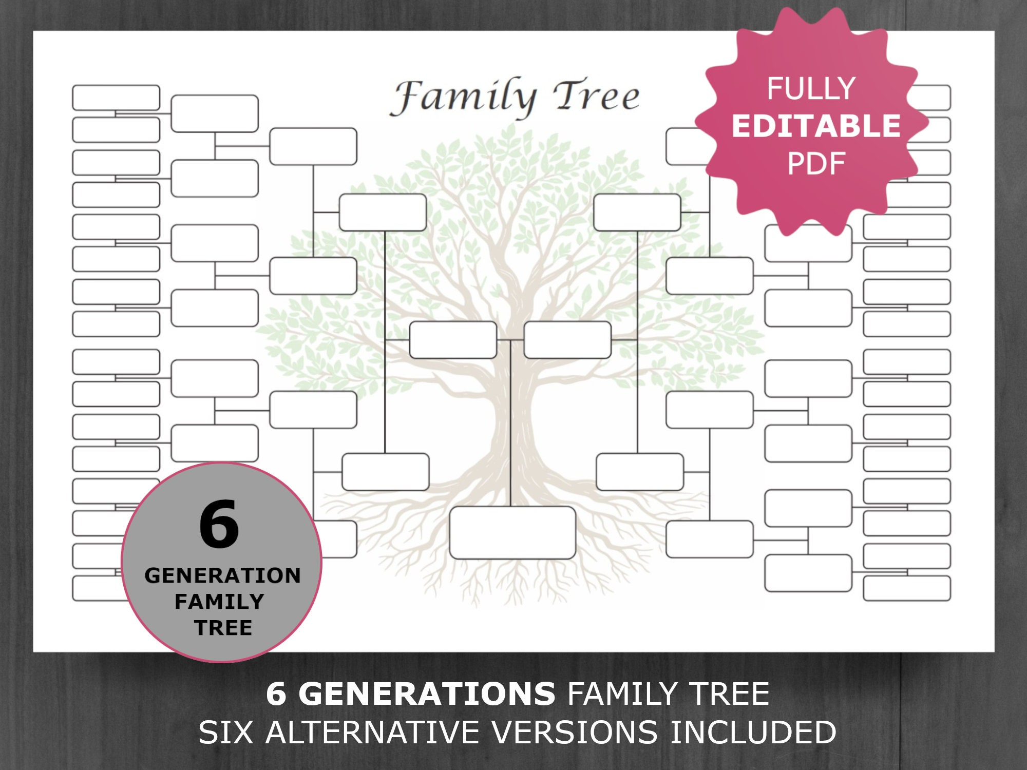 Family Tree Chart 6 Generations. Printable And Editable Family within Family Tree Chart Printable