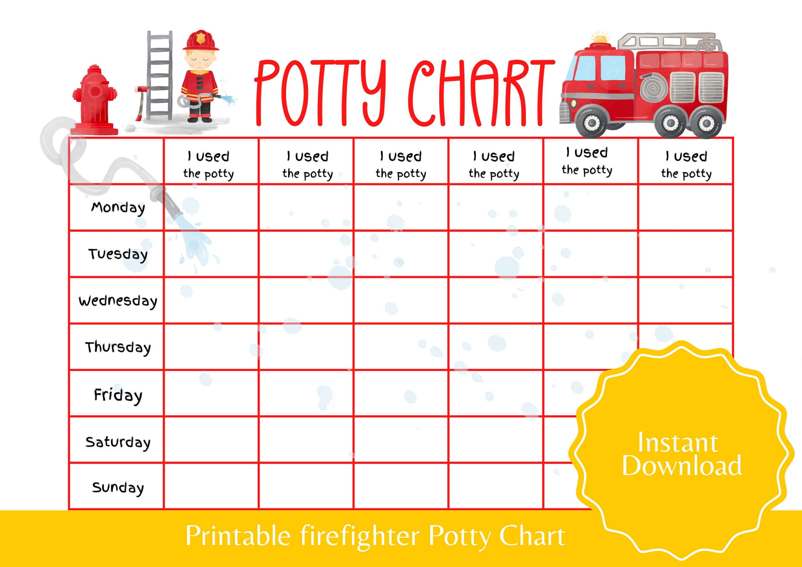 Firetruck Potty Chart Printable For Boy Toilet Training Chart regarding Potty Training Chart Printable Boy