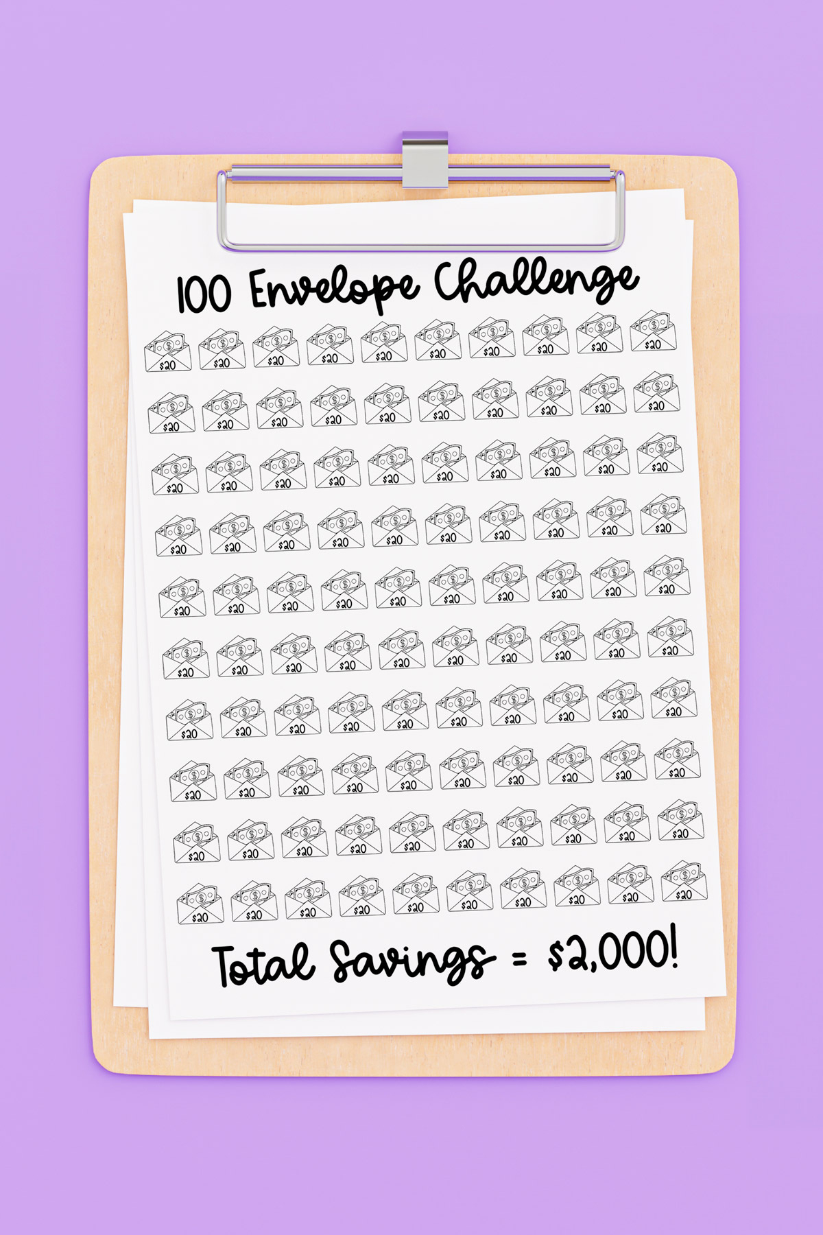 Free 100 Envelope Challenge Printable Chart To Save Money in 100 Day Money Challenge Chart Printable Free