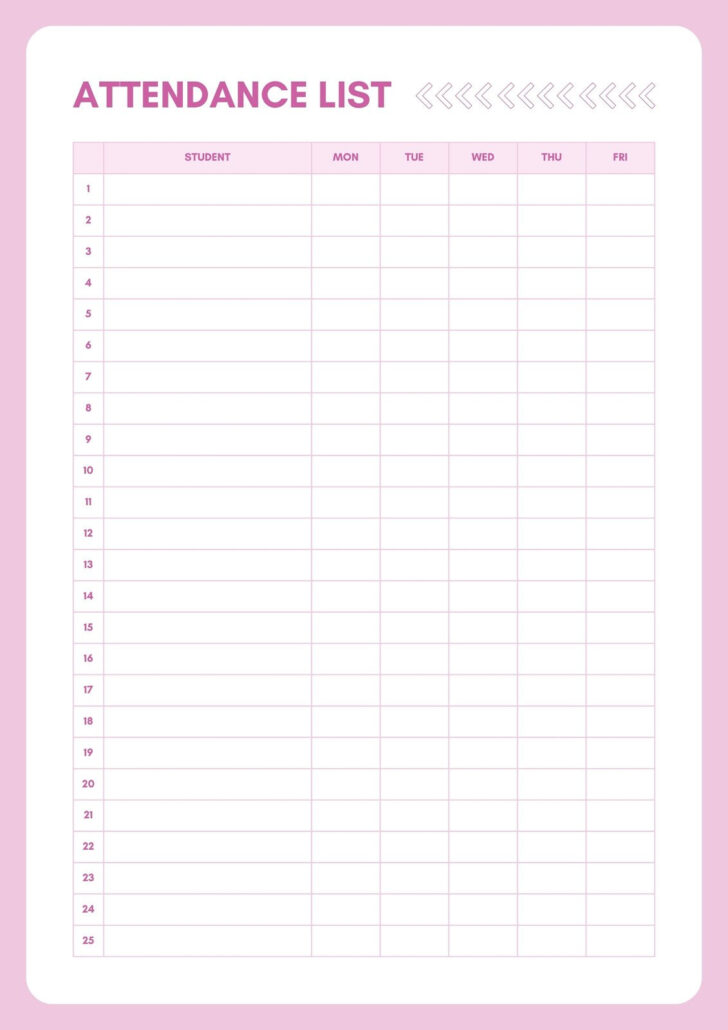 Attendance Chart Printable Free
