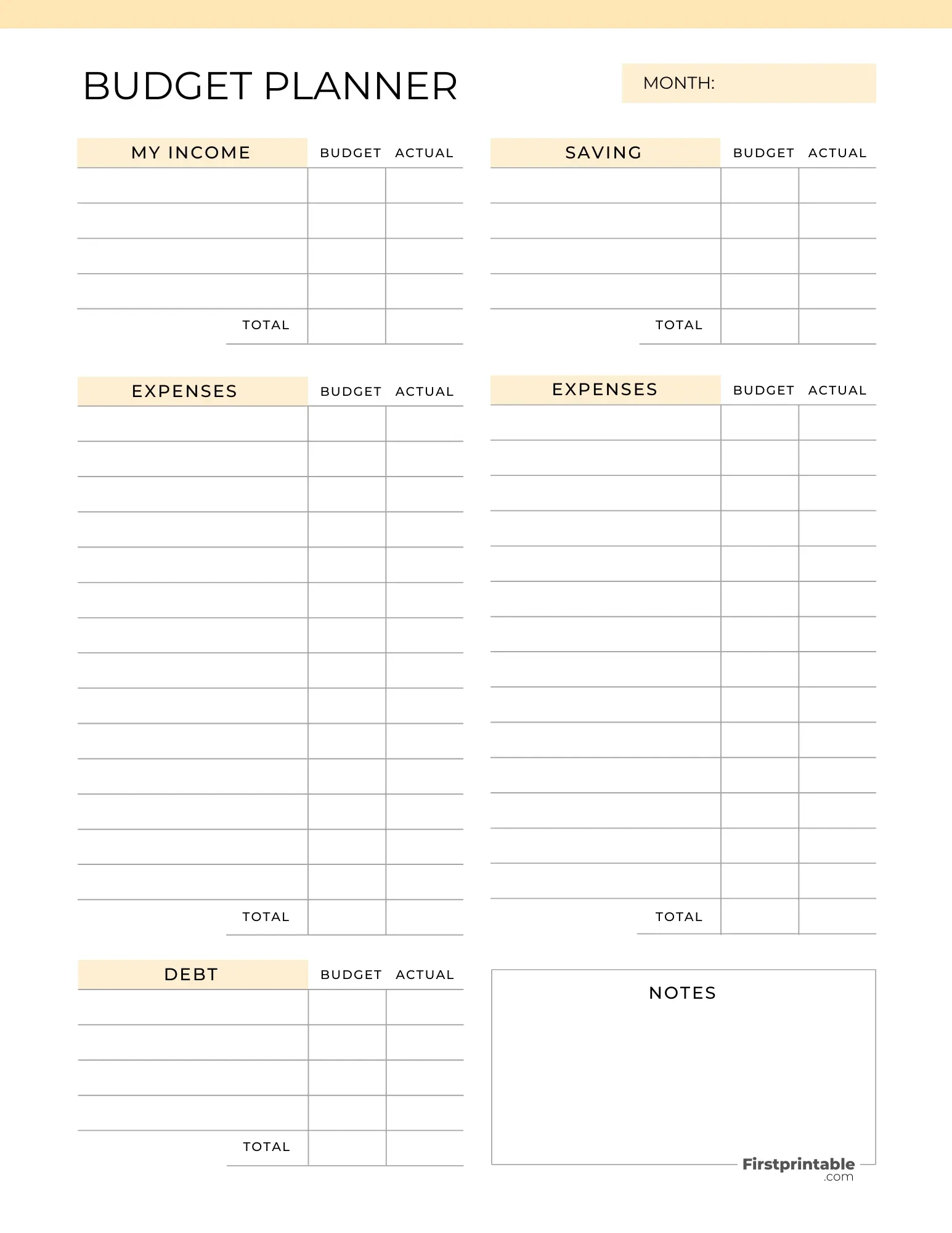 Free Budget Planner Templates | Printable &amp;amp; Fillable pertaining to Budget Chart Printable