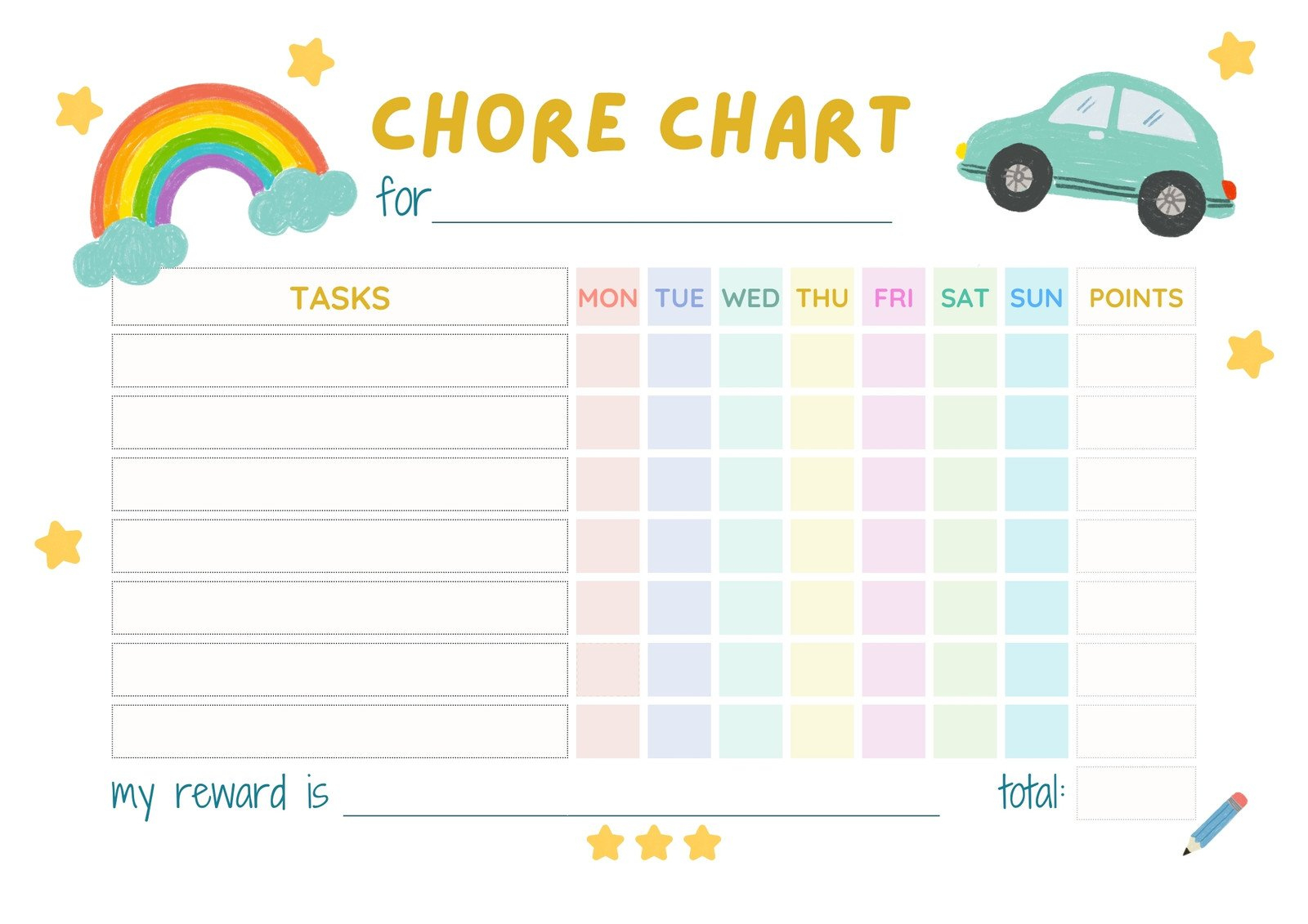 Free Customizable Chore Chart Templates To Print | Canva intended for Sticker Chore Chart Printable
