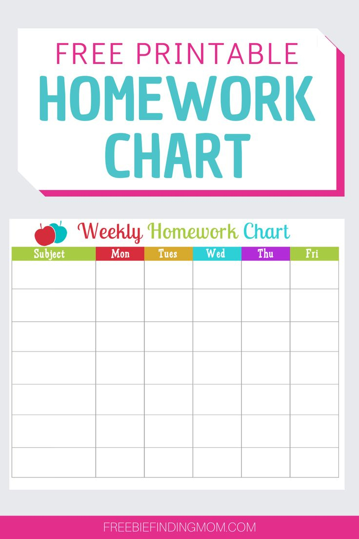 Free Homework Chart Printable for Homework Chart Printable