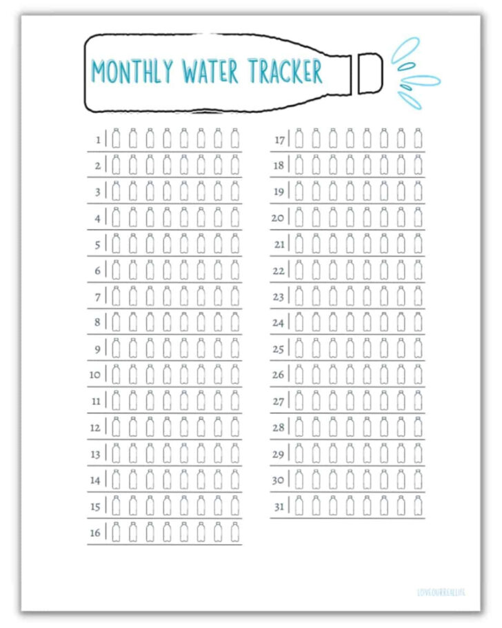 Daily Water Intake Chart Printable