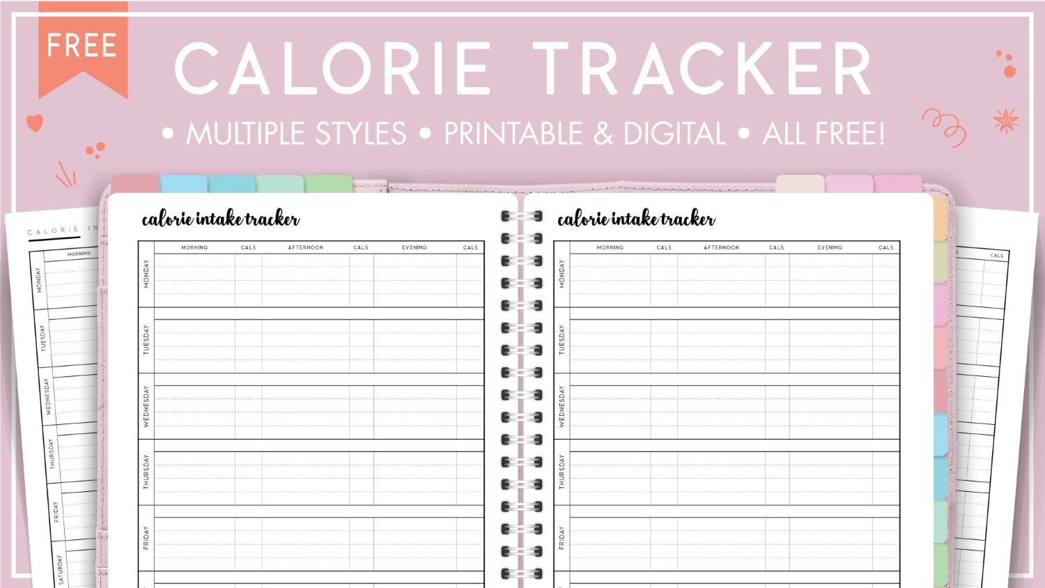 Free Printable Calorie Tracker - World Of Printables for Calorie Count Chart Printable