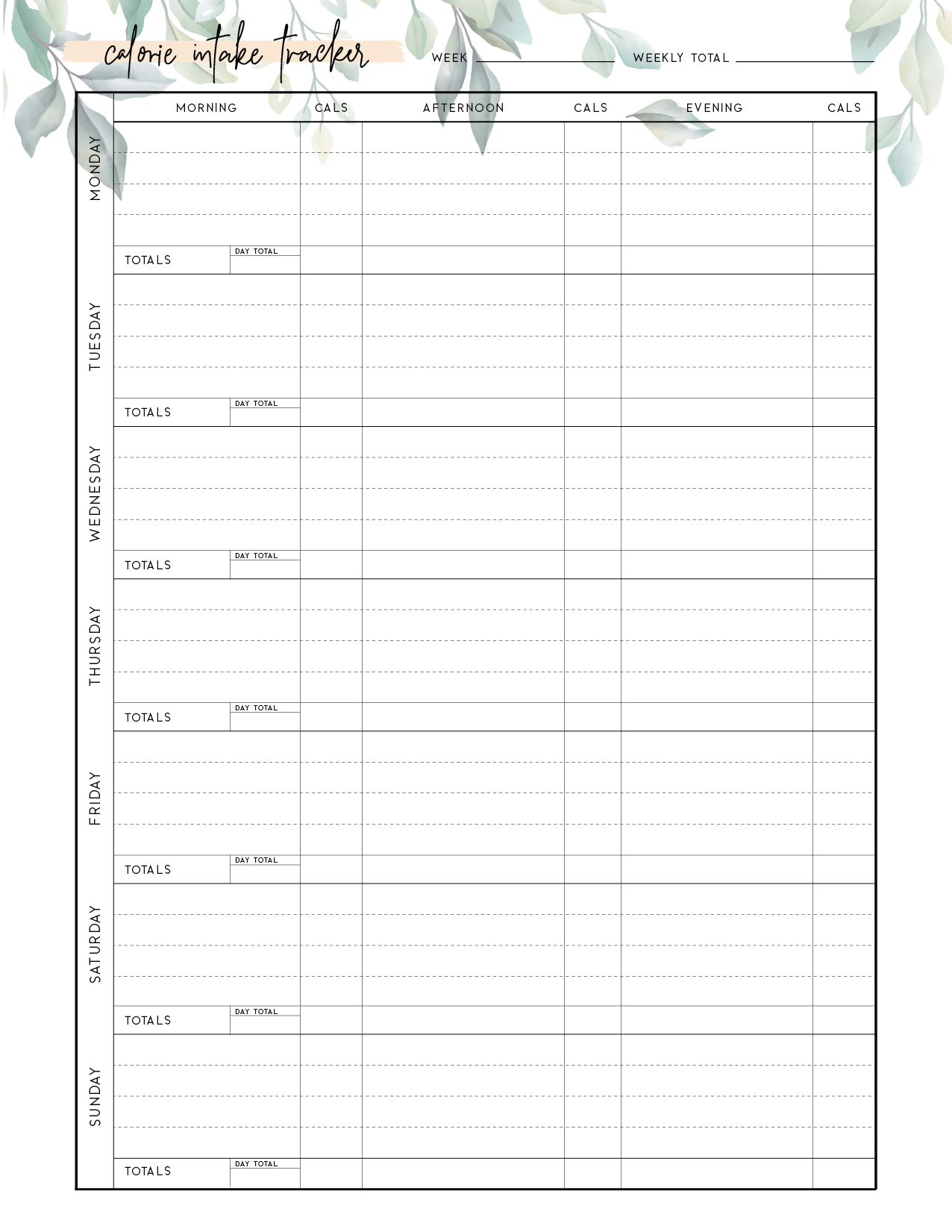 Free Printable Calorie Tracker - World Of Printables regarding Calorie Count Chart Printable