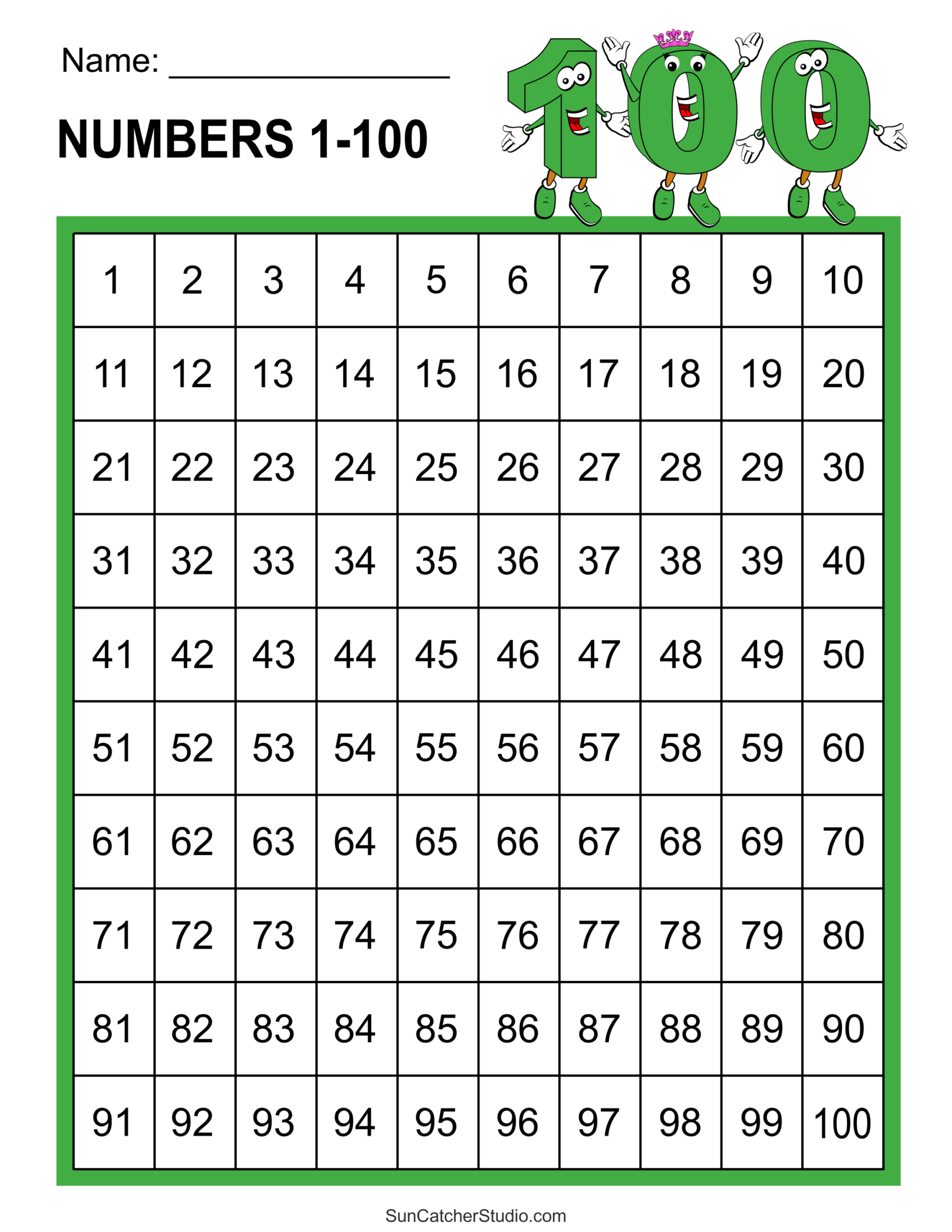Free Printable Hundreds Charts (Numbers 1 To 100) – Free for 0 100 Chart Printable