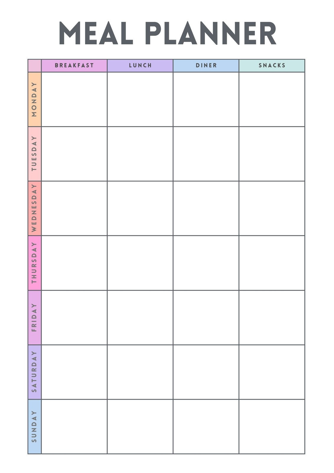 Free Printable Meal Planner Templates To Edit Online | Canva inside Food Chart Printable